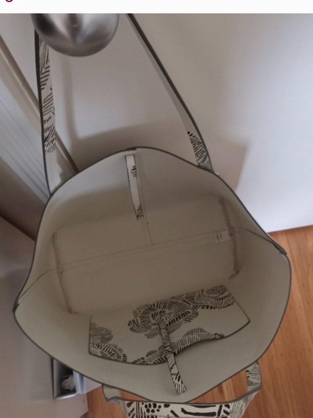 Indigo White Tote with Black Floral Print - Picture 6 of 6